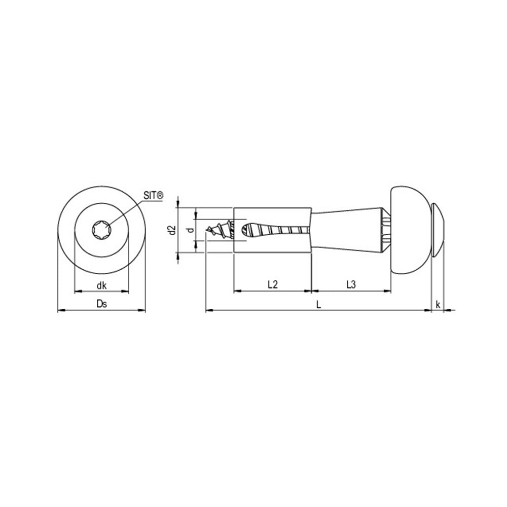 CF-DSH-2-A Distance set, Truss head, 4.8 x 50 (17-20), Partial thread, SIT® 20, A2 stainless steel/plastic SD19