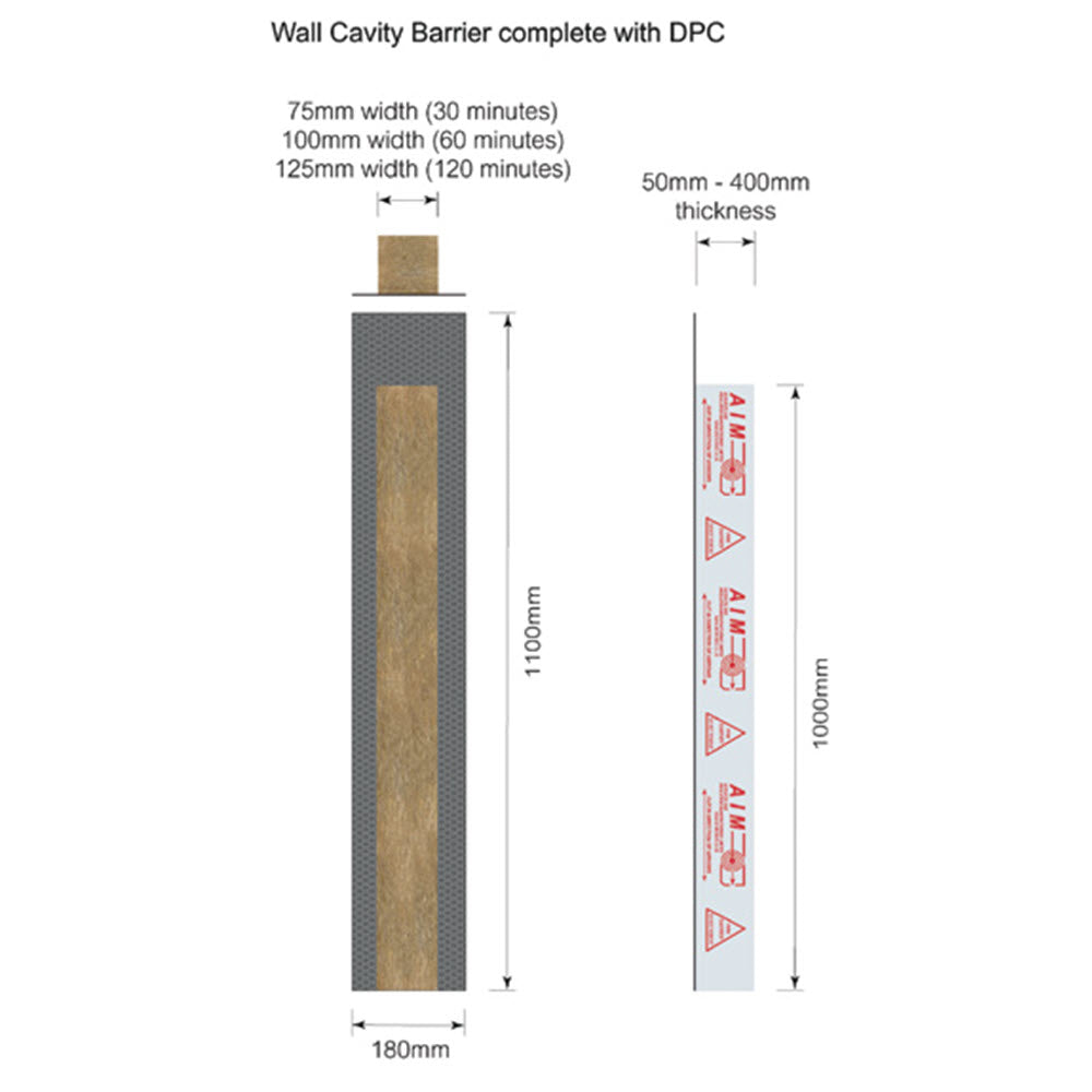 AIM WCB 2 Hours 1000 x 125 x 52mm to suit a 50mm cavity Red Edition