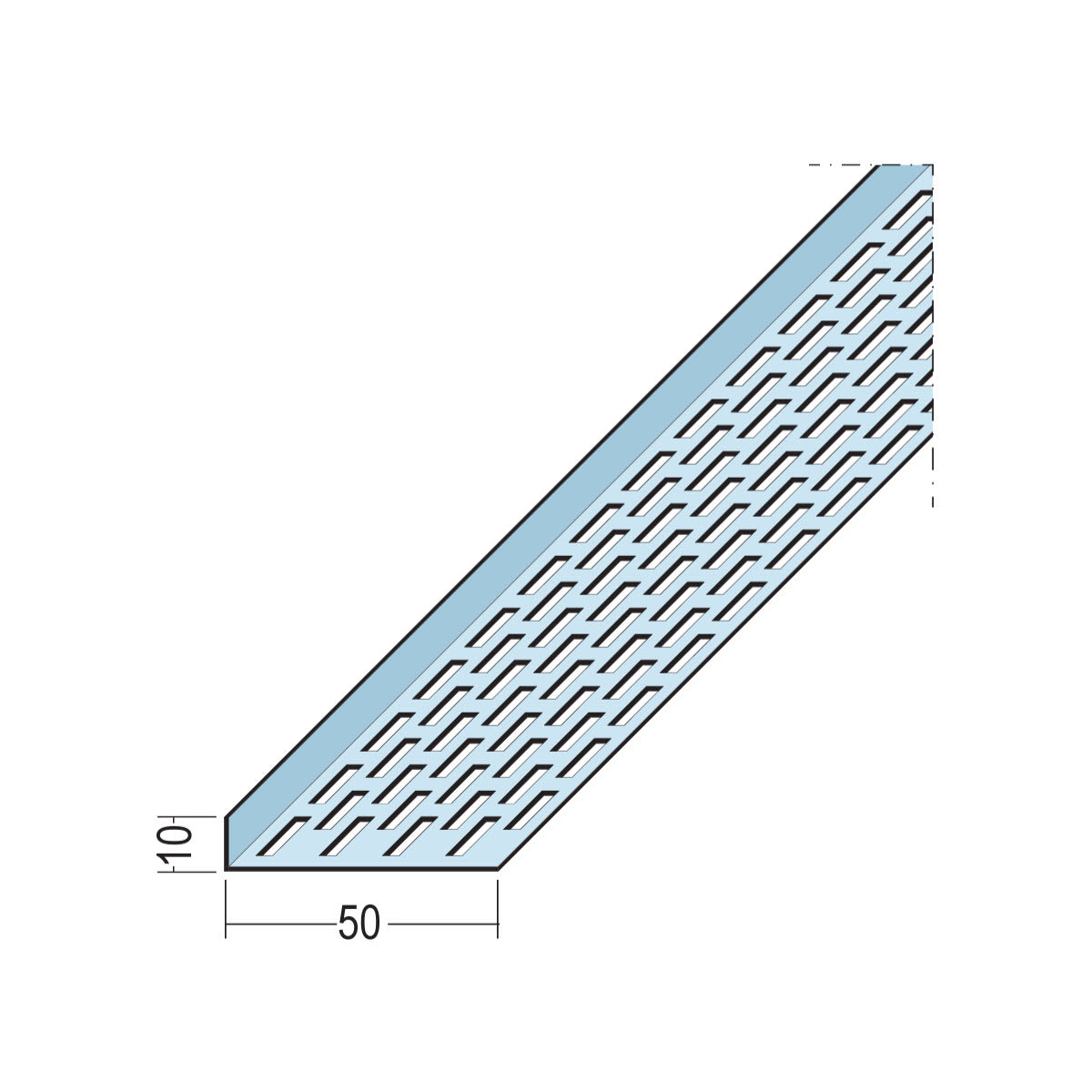 Certifix Ventilated Profile Angle One Sided Square Perforation 10 x 50mm Aluminium Natural