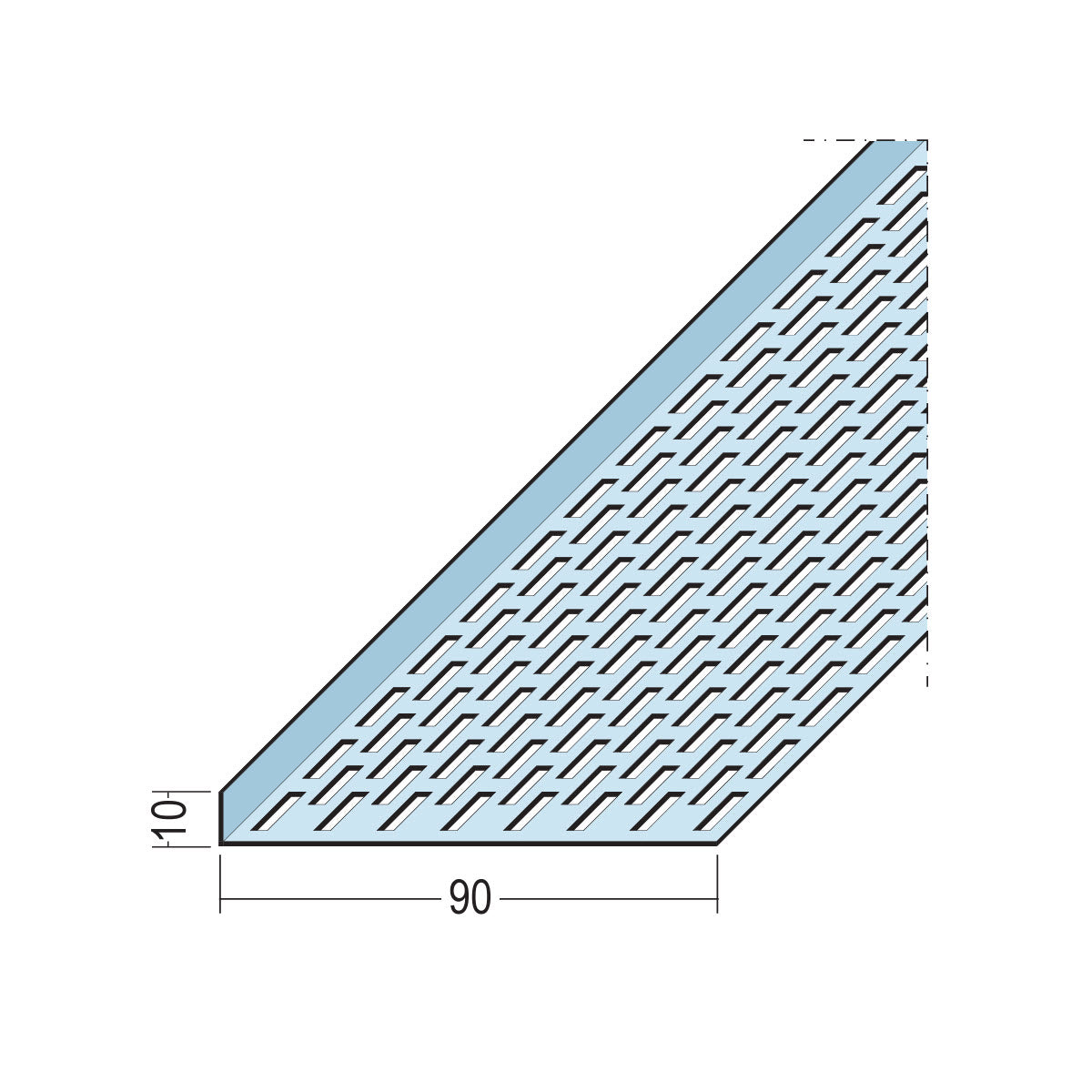 Certifix Ventilated Profile Angle One Sided Square Perforation 10 x 90mm Aluminium Natural