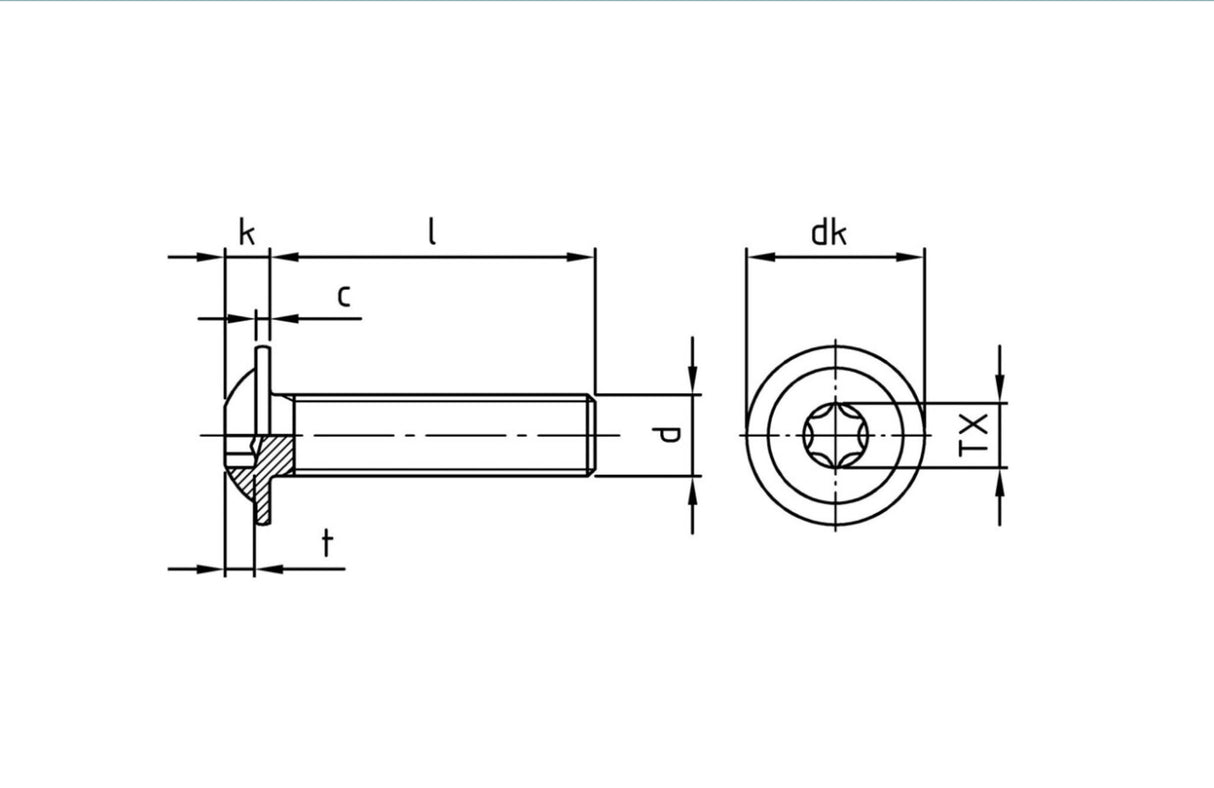 Certifix ISO 7380-2 A4, Torx flange M8 x 20 TX40 pan head screw