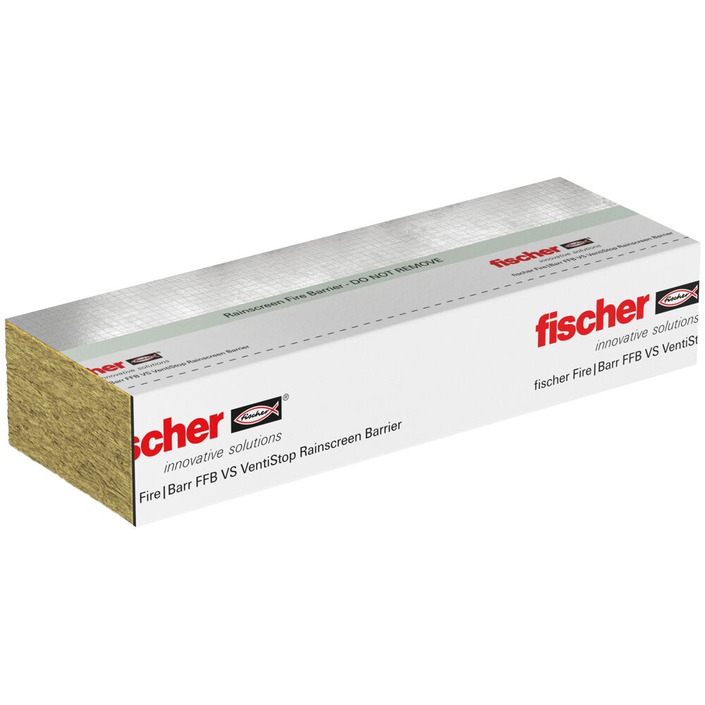 Packaging of fischer FFB-VS 50 151-200 VentiStop rainscreen barrier, showing the product name and the brand logo.