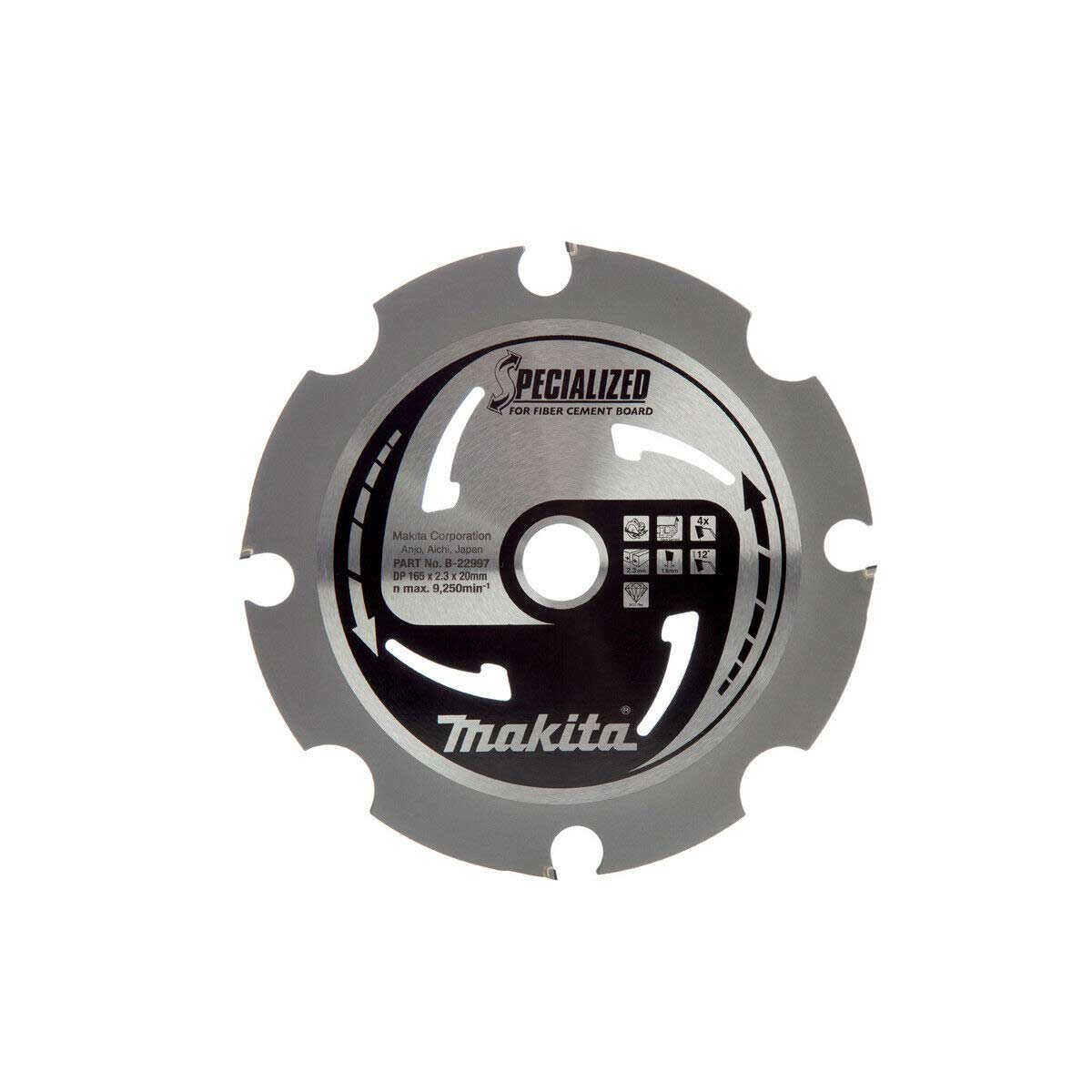 Makita PCD 165Dmm x 20B x 4T Fibre Cement Board Saw Blade