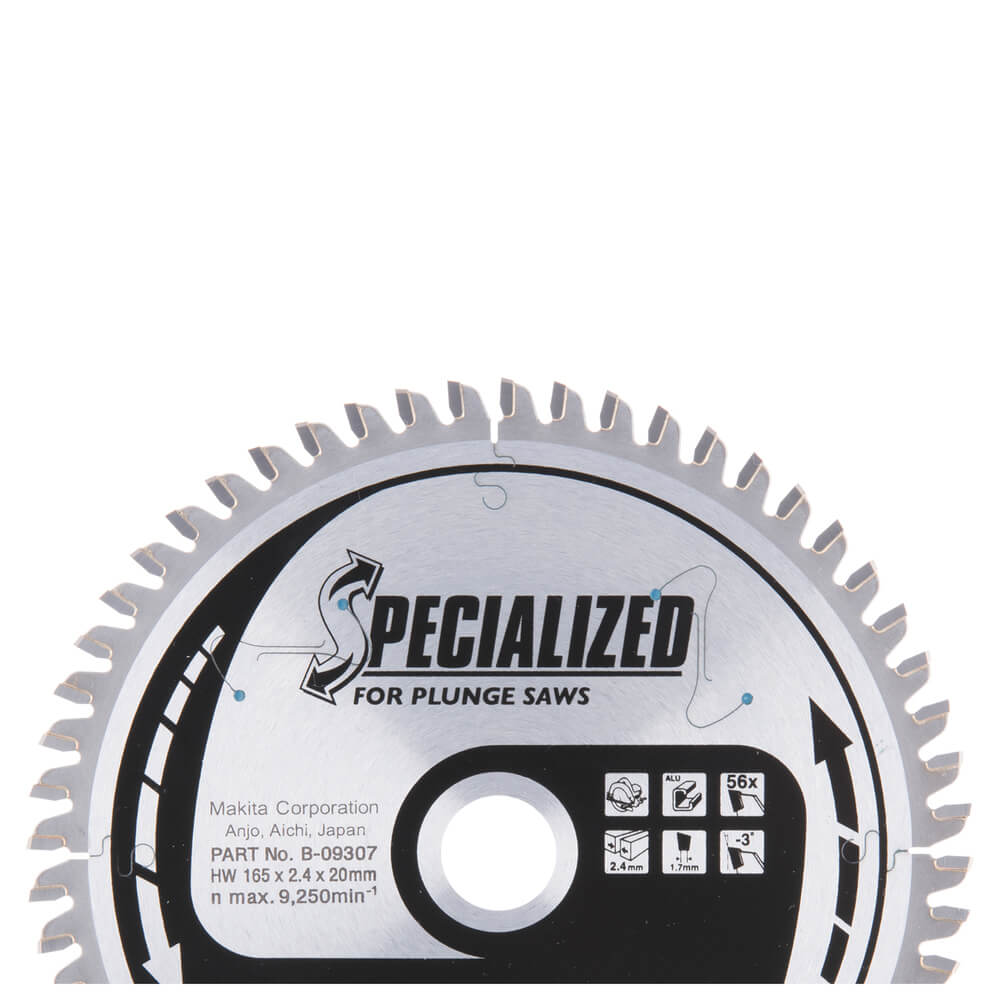 Makita 165Dmm x 20B x 56T Specialised Plunge Cutting Saw Blade