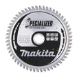 Makita specialized plunge cutting saw blade with teeth, mainly silver in color, with brand logo and product information printed on the blade.