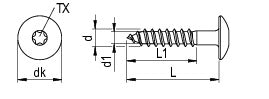 CF-FPS Façade panel screw, Truss head, 5.5 x 55, Partial thread (L1), TX 20, Stainless steel A2, pickled, passivated, Cedral C05 Light grey, 100 Pcs.