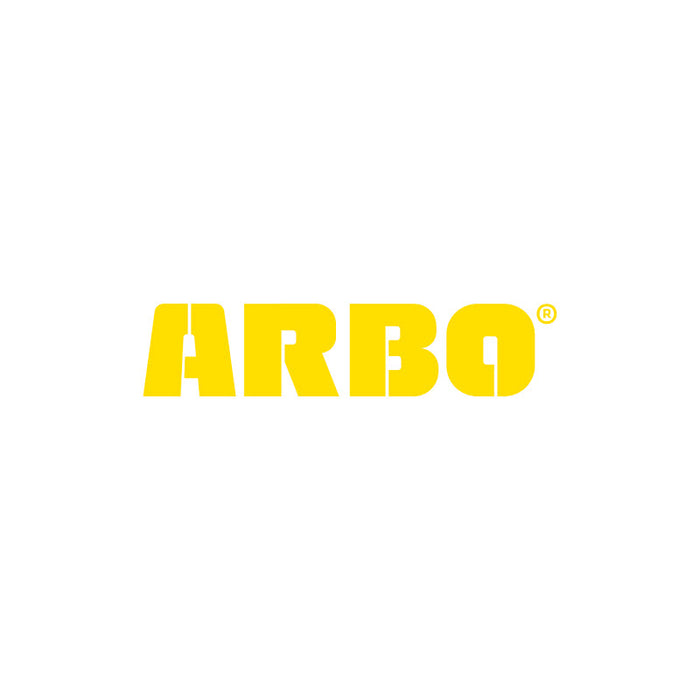 Yellow 'ARBO' logo on a white background