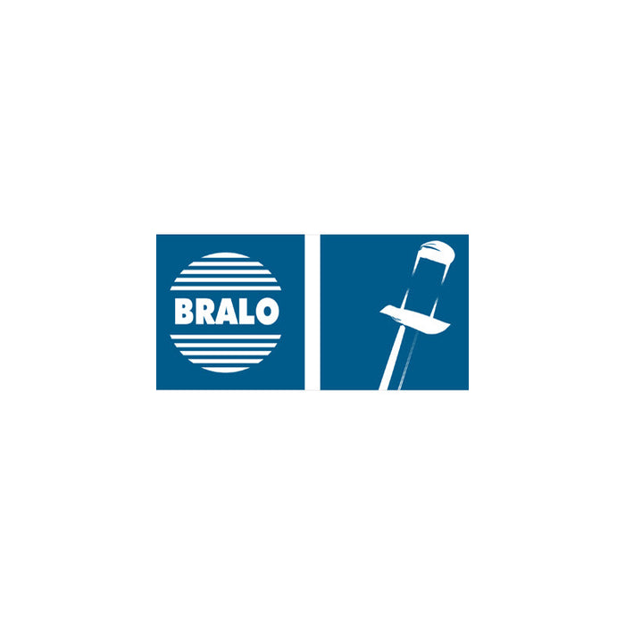 Bralo logo with a rivet icon on a white background