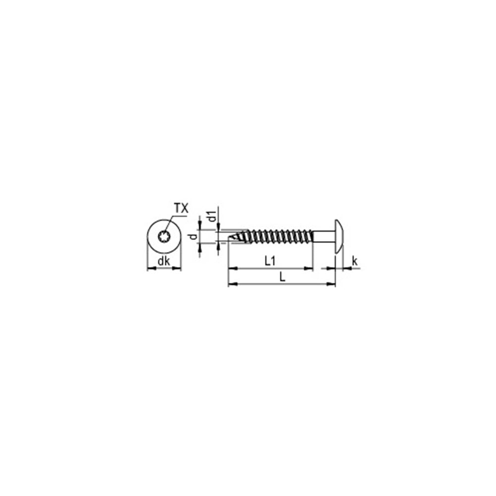 CF-FPS Façade panel screw, Truss head, 4.8 x 25, Partial thread (L1), TX 20, Stainless steel A2, pickled, passivated, RAL 9005 Deep black, 100 Pcs.
