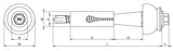CF-DSH-2-Z Distance set, Hexagon head with pressed-on washer, 6.3 x 85 (34-38), Partial thread (L1), AF 8, Bi-metal (A2 stainless steel/steel)/plastic, RUSPERT®, E19+SD24, 100 Pcs.