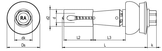 CF-DSH-2-Z Distance set, Hexagon head with pressed-on washer, 5.5 x 50 (17-20), Partial thread (L1), AF 8, Bi-metal (A2 stainless steel/steel)/plastic, RUSPERT®, E16+SD19, 100 Pcs.