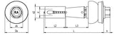 CF-DSH-2-Z Distance set, Hexagon head with pressed-on washer, 5.5 x 50 (17-20), Partial thread (L1), AF 8, Bi-metal (A2 stainless steel/steel)/plastic, RUSPERT®, E16+SD19, 100 Pcs.