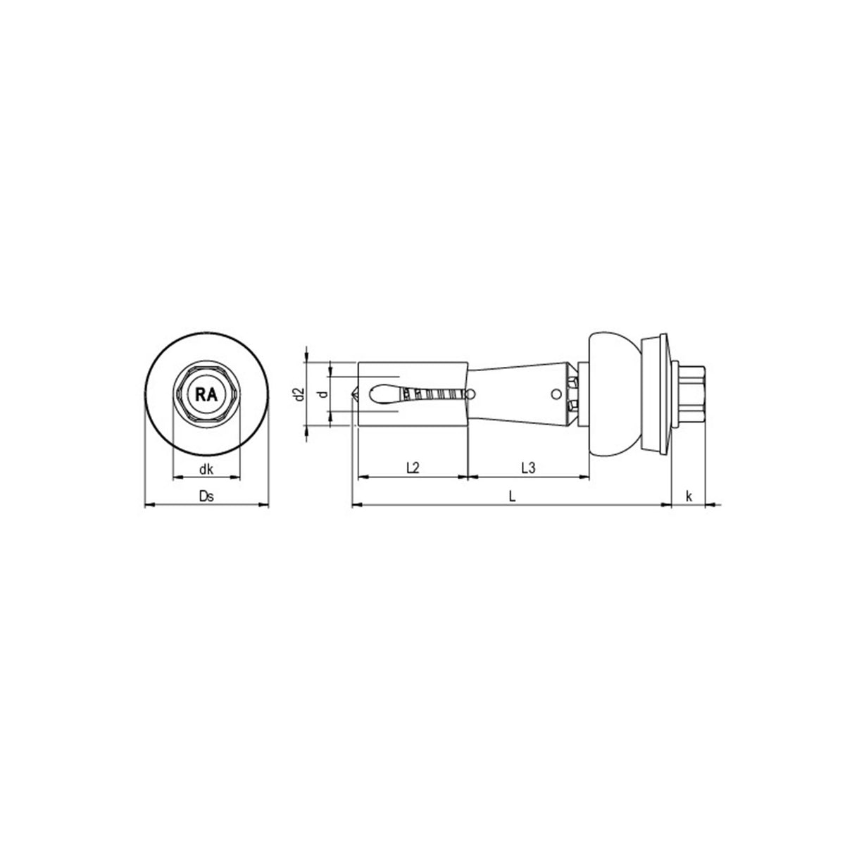 CF-DSH-3-Z Distance set, Hexagon head with pressed-on washer, 5.5 x 50 (17-20), Partial thread (L1), AF 8, Bi-metal (A2 stainless steel/steel)/plastic, RUSPERT®, E16+SD19, 100 Pcs.