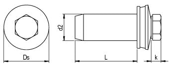 CF-FixFlex, Hexagon head, 9.5 x 22, Full thread, AF 8, Stainless steel A2 / EPDM, pickled, passivated, E16, 50 Pcs.