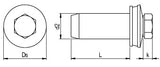 CF-FixFlex, Hexagon head, 9.5 x 22, Full thread, AF 8, Stainless steel A2 / EPDM, pickled, passivated, E16, 50 Pcs.