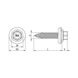 Certifix CFSSH2 BiMetal A2, 6.0 x 25mm Hex Head, 16mm bonded washer thin sheet screw