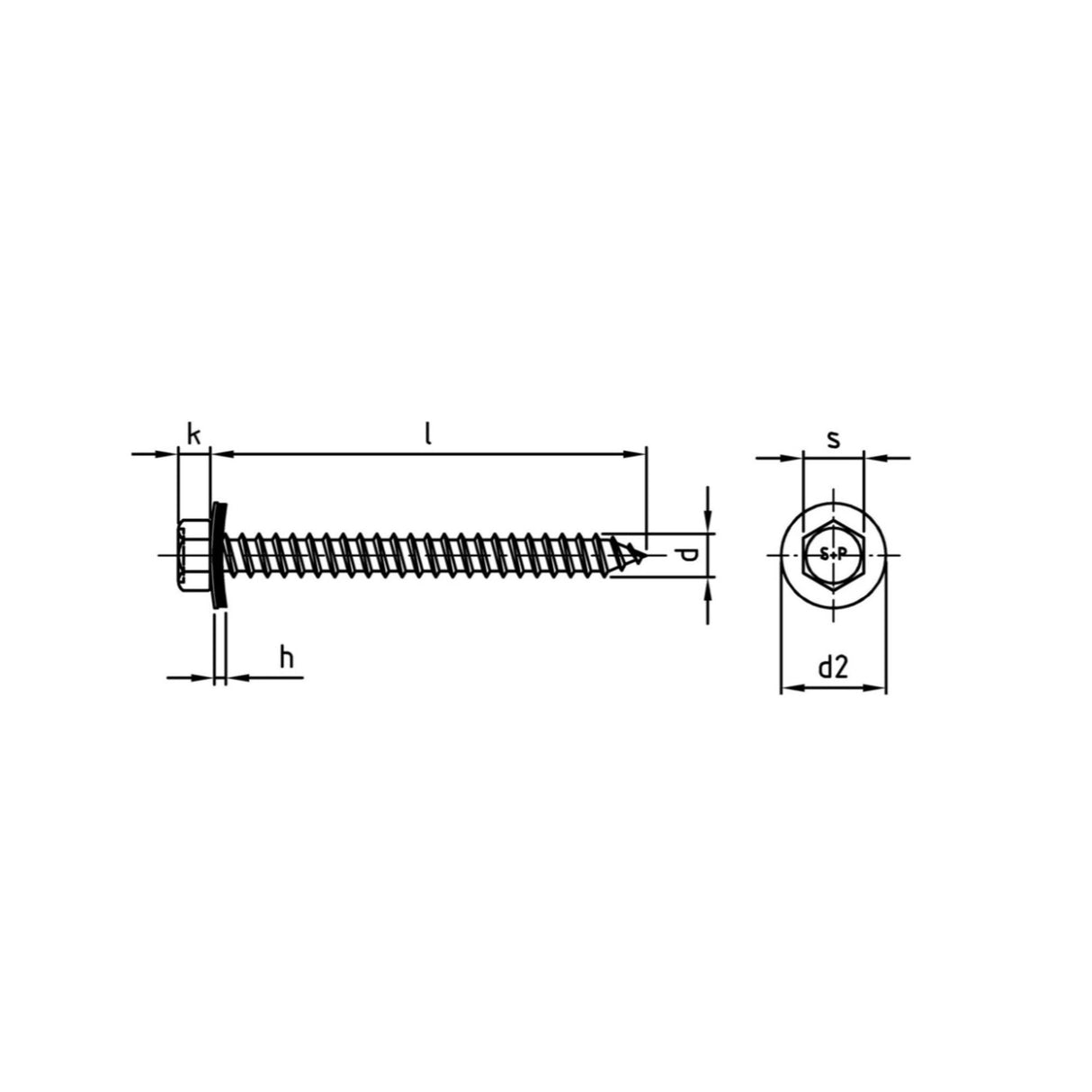 Certifix CFTSH2 hex head timber screw A2 stainless 6.5 x 200 with bonded 16mm washer