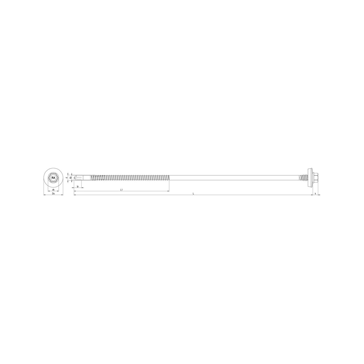 Certifix CFRP-7K-P 5.5 x 142 Hex head, A2 stainless Bi-metal sandwich screw E19