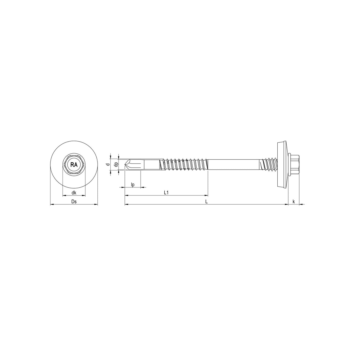 Certifix CFRP-7K-P 5.5 x 162 Hex head, A2 stainless Bi-metal sandwich screw E22
