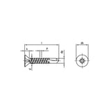 Certifix Countersunk 3.9 x 19 A4 stainless DIN 7504O light section self drilling screw PZ2