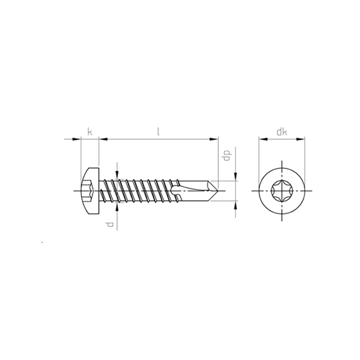 Certifix Pan head TX20 self drilling screw DIN 7504M light section A4 stainless 4.2 x 32