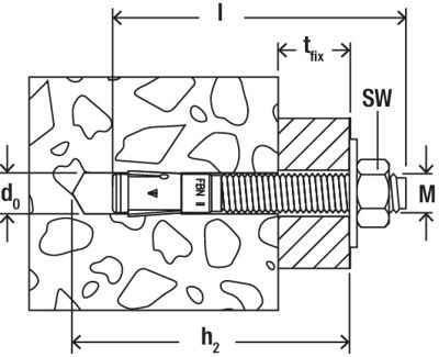 fischer FBN II 16/200 GS M16 x 320 Zinc through bolt with large washer [45593]