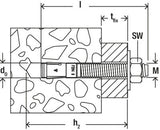 fischer FBN II 16/200 GS M16 x 320 Zinc through bolt with large washer [45593]
