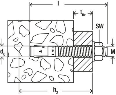 fischer FBN II 20/60 M20 x 217 A4 stainless through bolt [507572]