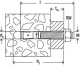fischer FBN II 20/60 M20 x 217 A4 stainless through bolt [507572]