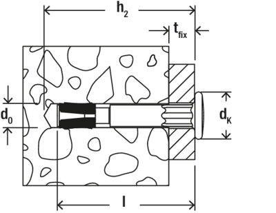 Fischer FNA II 6 x 35/5 Zinc push through hammerset nail anchor with nail head [44121]