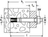 Fischer FNA II 6 x 30 M6/5 R Stainless steel push through nail anchor with thread and flange nut [44112]