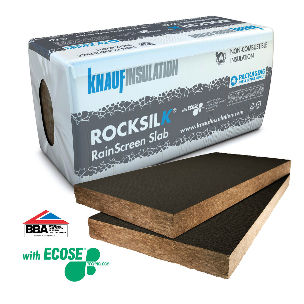 Knauf Rocksilk® 1200mm x 600mm x 120mm rainscreen slab BGV [Pallet of 10 packs, 40 slabs - 28.8m²]