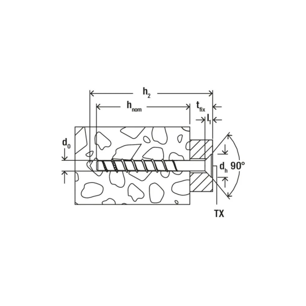 fischer ULTRACUT FBS II CP 8 x 90 40/25 SK TX Countersunk TX40, coated concrete screw [557802]