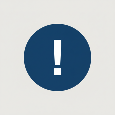 a white exclamation mark on a certifix blue bacground