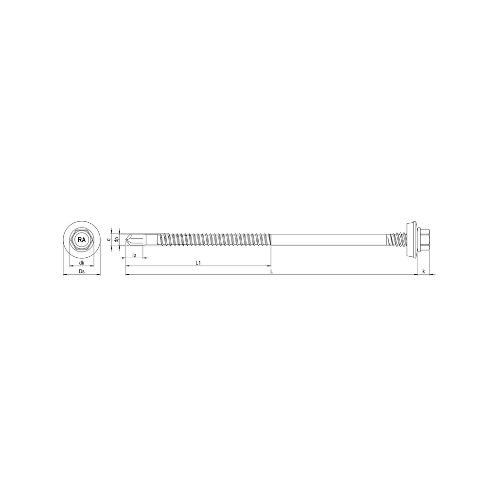 Certifix CFRP-7K-P 5.5 x 142 Hex head, A2 stainless Bi-metal sandwich screw E16