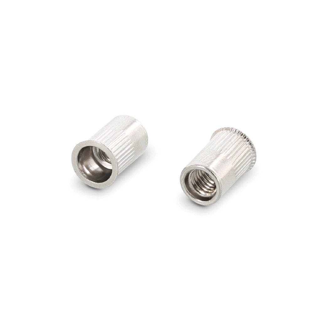 Reduced countersunk head knurled insert nut A4 stainless M8 x 15.5