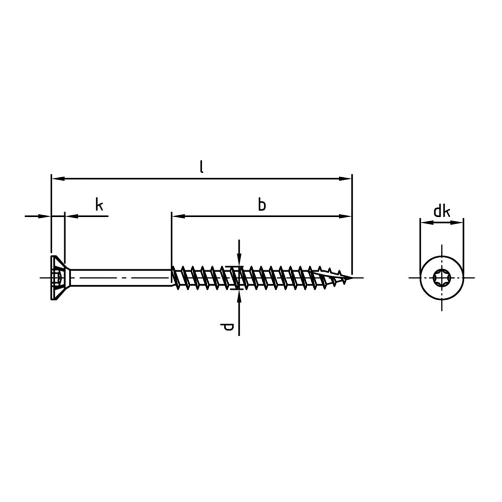 Timber screws self embedding countersunk head A2 stainless with cutting point 6.0 x 90/54 TX25