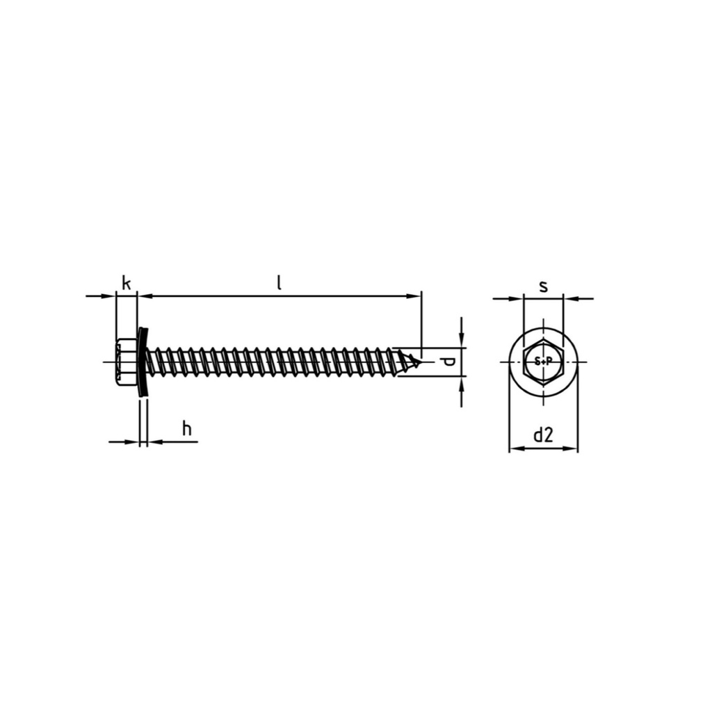 Timber screws hex head A2 stainless 6.5 x 16 with bonded 16mm washer