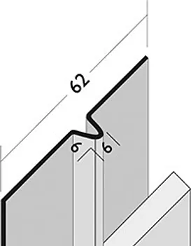 CFBB Certifix BirdsBeak Profile 2.5m x 62mm (central 6mm x 6mm V profile) aluminium coated to match