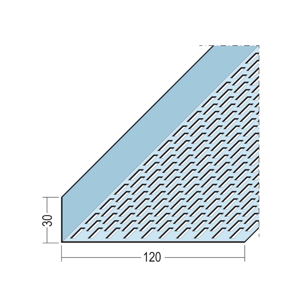 Certifix Ventilated Profile Angle One Sided Square Perforation 30 x 120mm Aluminium Natural