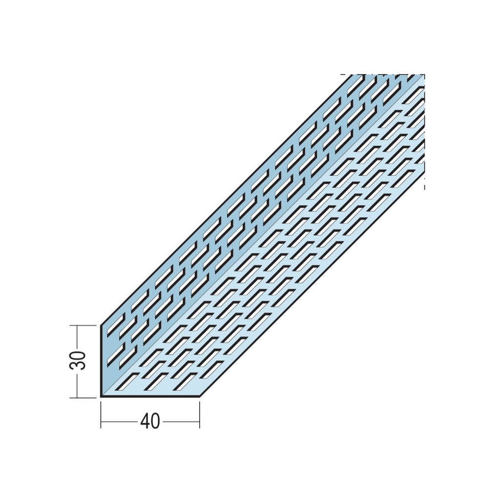 Certifix Ventilated Profile Angle Double Sided Square Perforation 30 x 40mm Aluminium Natural