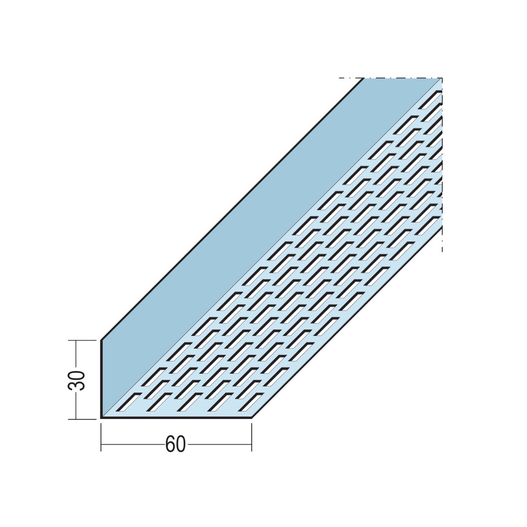 Certifix Ventilated Profile Angle One Sided Square Perforation 30 x 60mm Aluminium Natural