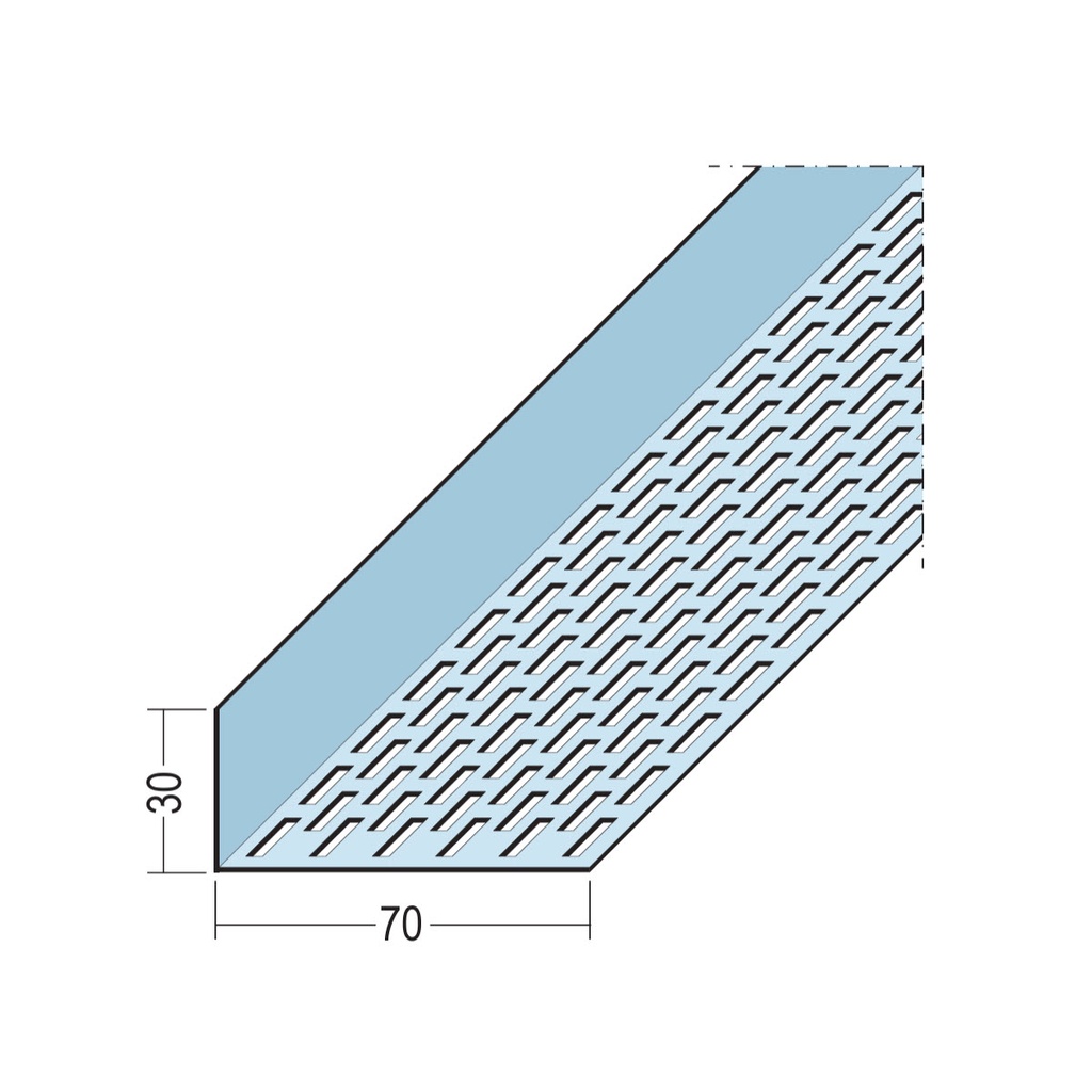 Certifix Ventilated Profile Angle One Sided Square Perforation 30 x 70mm Aluminium Natural