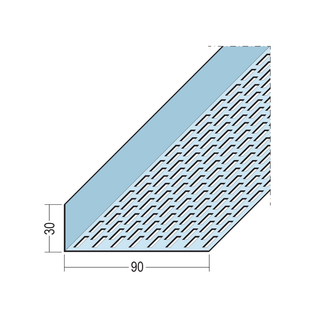 Certifix Ventilated Profile Angle One Sided Square Perforation 30 x 90mm Aluminium Natural