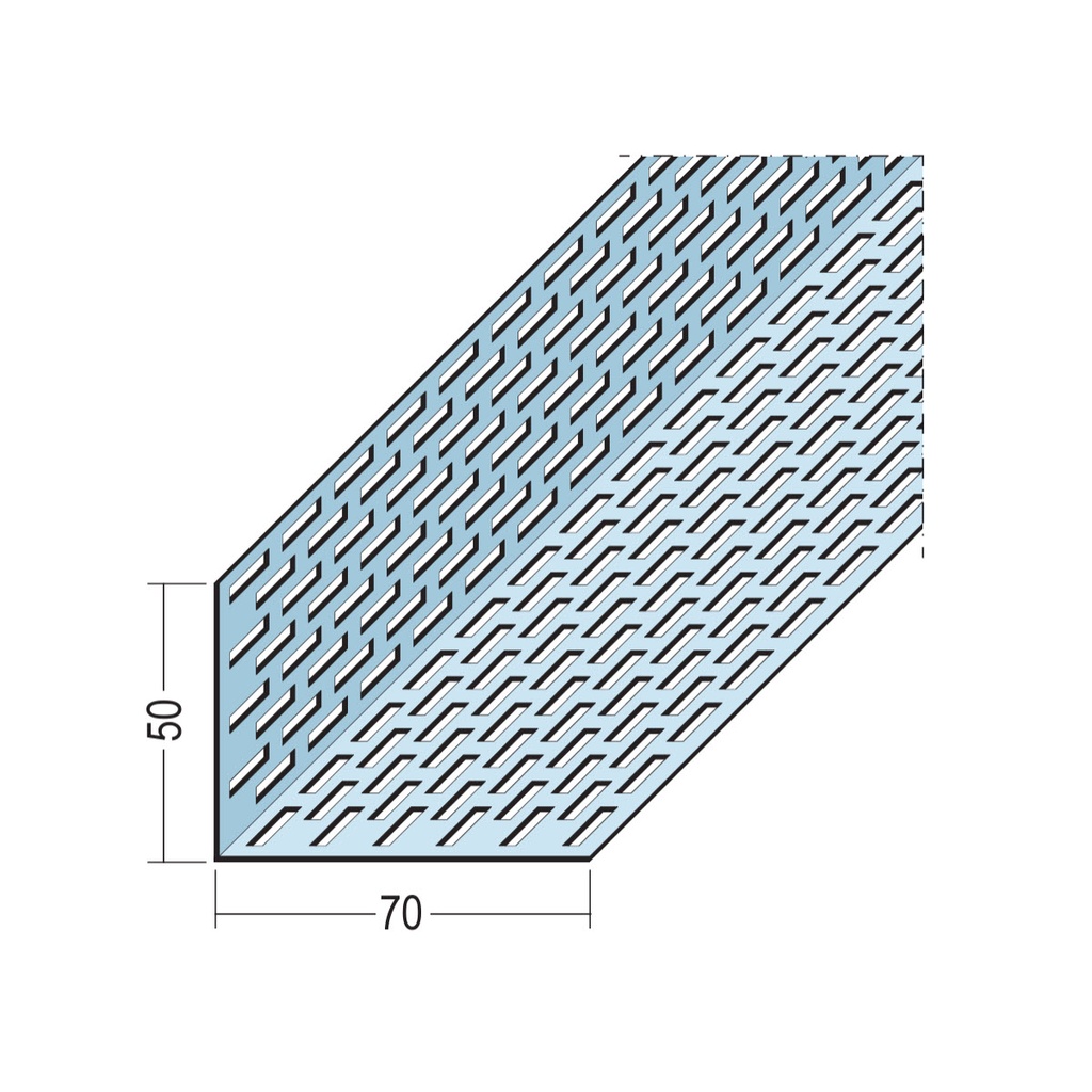 Certifix Ventilated Profile Angle Double Sided Square Perforation 50 x 70mm Aluminium Natural