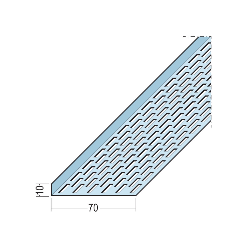 Certifix Ventilated Profile Angle One Sided Square Perforation 10 x 70mm Aluminium Natural