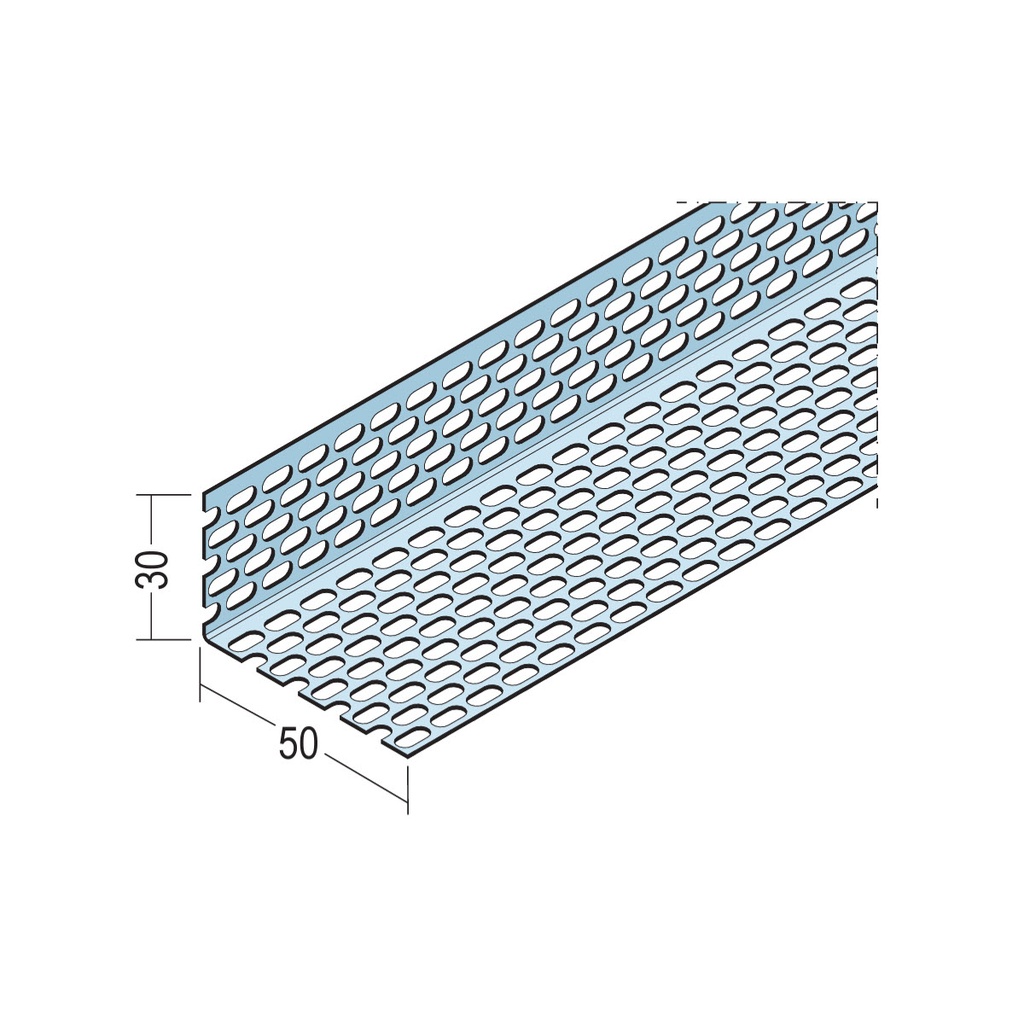 Certifix Ventilated Profile Angle Double Sided Oval Perforation 30 x 50mm Aluminium Natural 