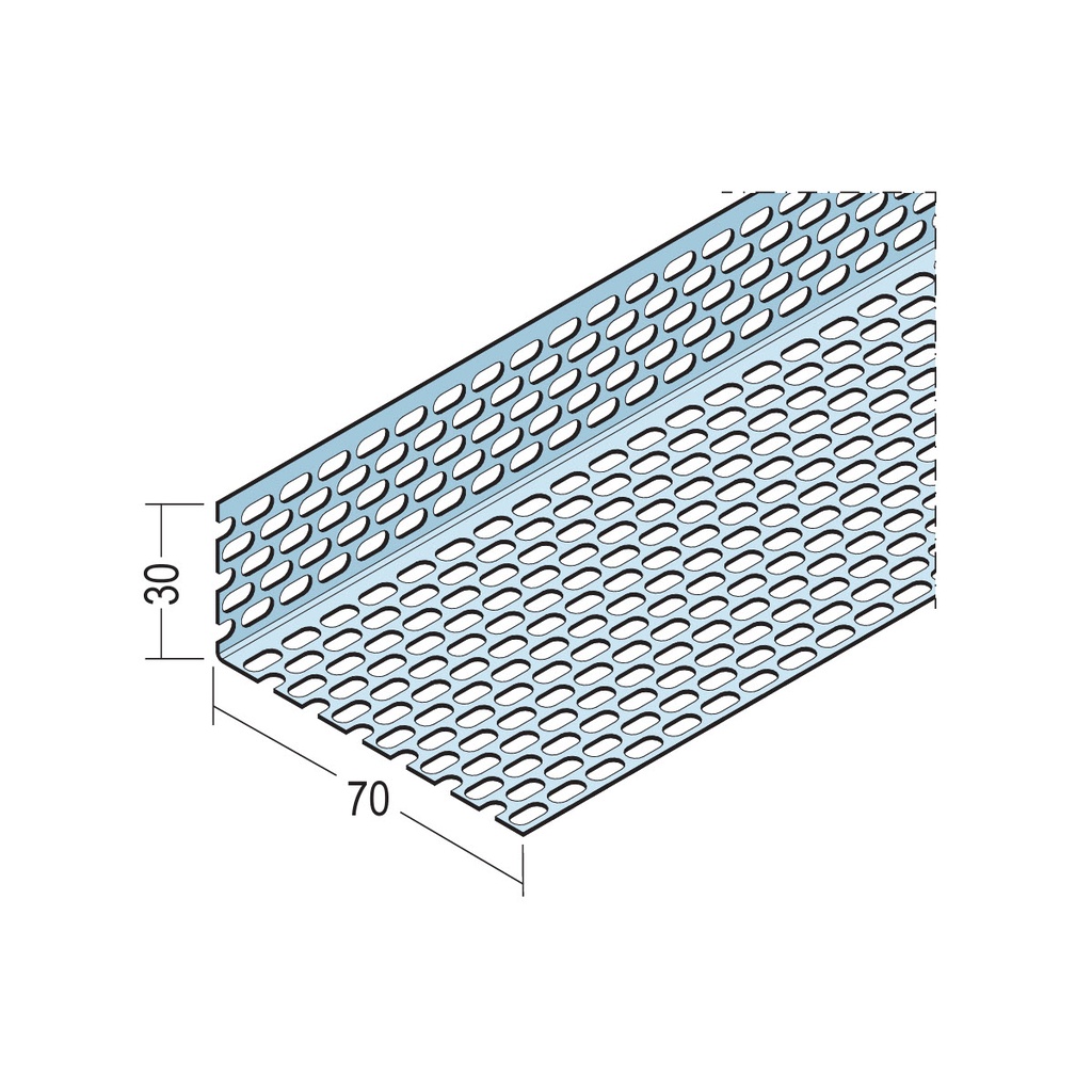 Certifix Ventilated Profile Angle Double Sided Oval Perforation 30 x 70mm Aluminium Natural   