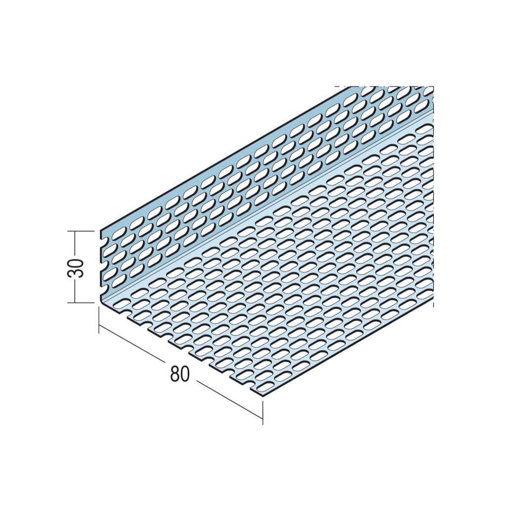 Certifix Ventilated Profile Angle Double Sided Oval Perforation 30 x 80mm Aluminium Natural