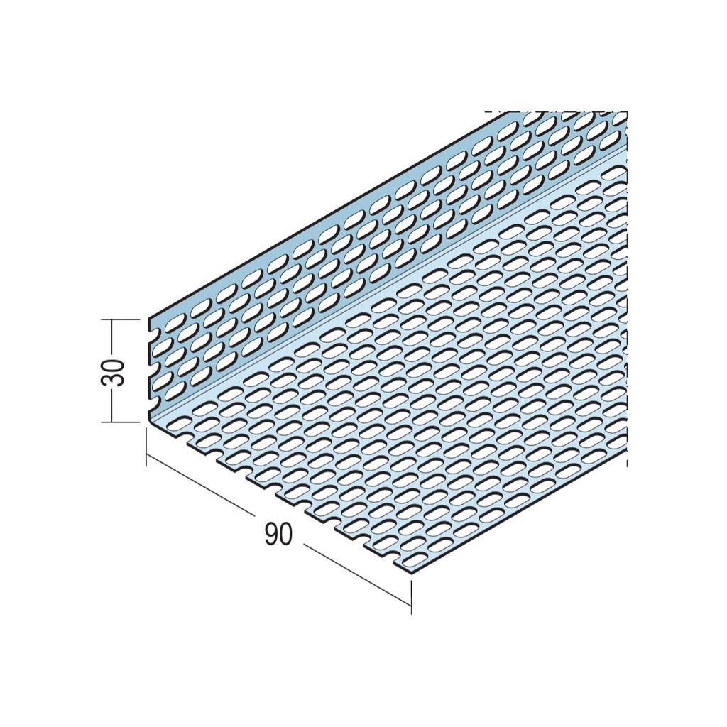 Certifix Ventilated Profile Angle Double Sided Oval Perforation 30 x 90mm Aluminium Natural